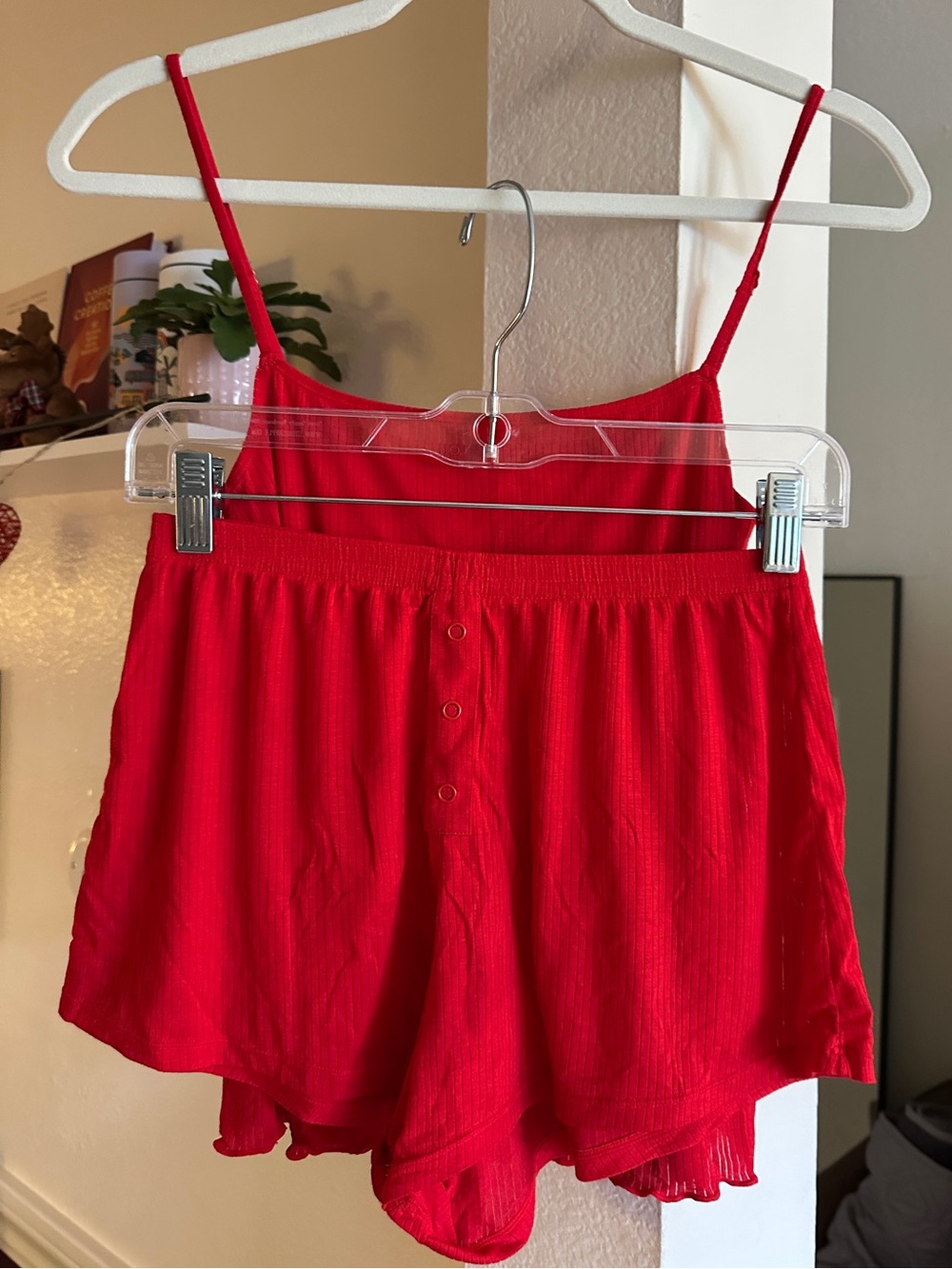 NEGATIVE underwear - Red Ribbed Set - Cerise, size S